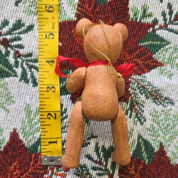 Vintage Jointed Porcelain Posable Chrismas Holiday Teddy Bear Ornaments Brown 3 - Picture 8 of 10